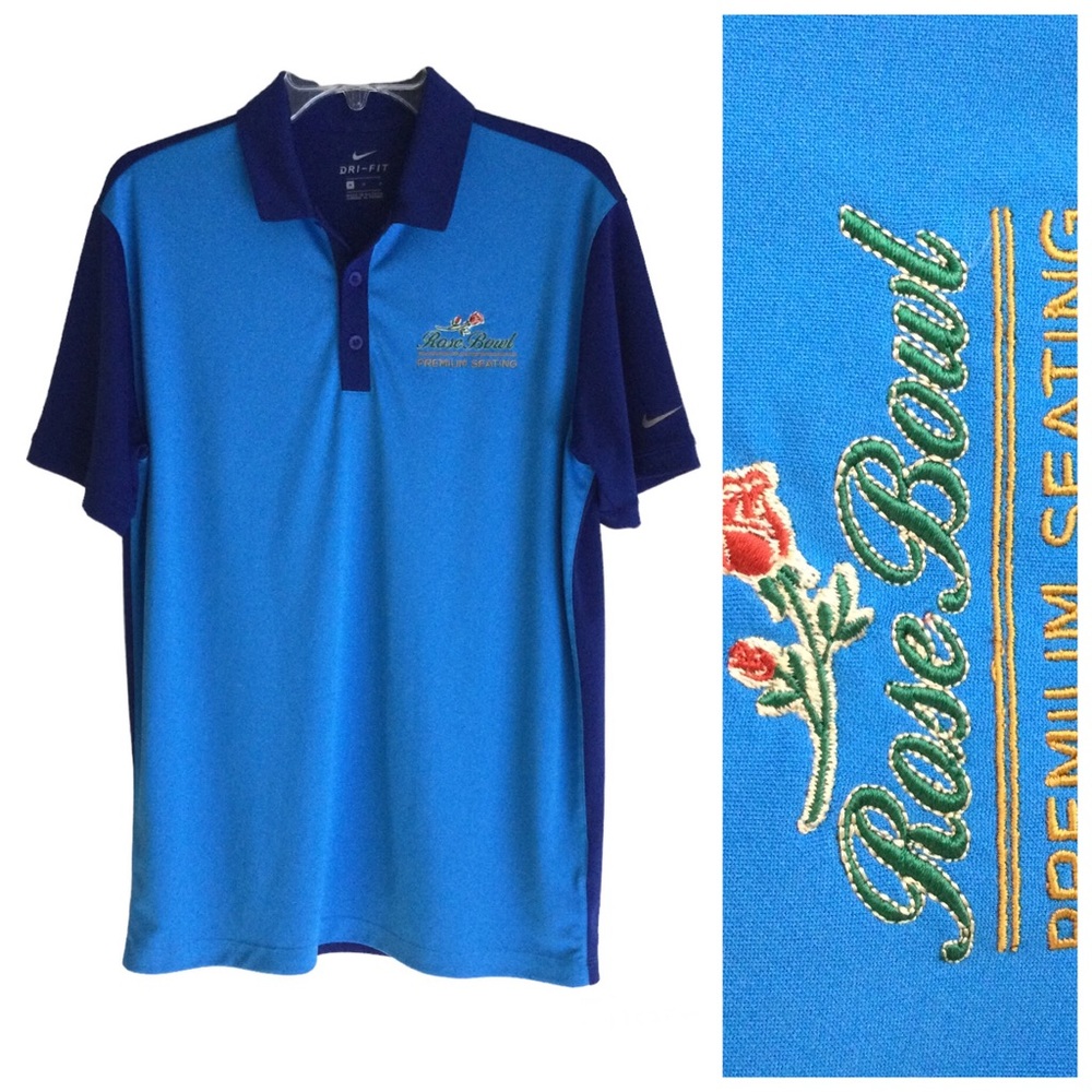 NIKE Dri-Fit Icon Colorblock Polo Rose Bowl Embroidered Sz Men’s Medium